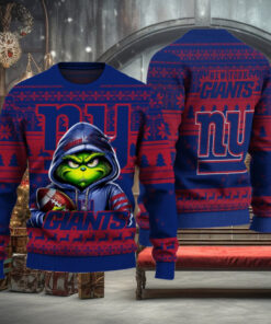 New York Giants Christmas Grinch Knitted Sweater