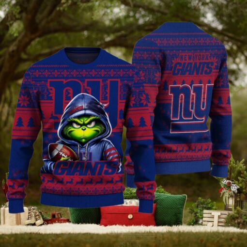 New York Giants Christmas Grinch Knitted Sweater