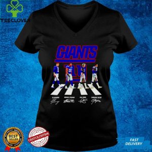 New York Giants Eli Manning Michael Strahan Phil Simms Lawrence Taylor signatures Abbey Road shirt
