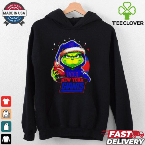 New York Giants Grinch wearing Santa hat Christmas 2024 shirt