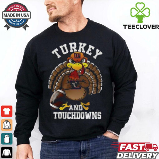 New York Giants Happy Thanksgiving Turkey And Touchdowns Shirt