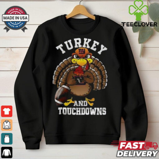 New York Giants Happy Thanksgiving Turkey And Touchdowns Shirt