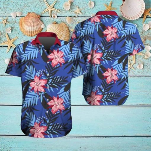 New York Giants Hawaiian Tracksuit Floral Outfits Button Down Shirt Beach Shorts