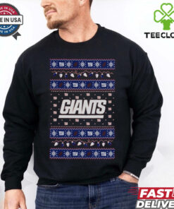 New York Giants Holiday Lights Sleeve T Shirt 2 New York Giants Holiday Lights Sleeve T Shirt