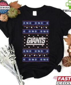New York Giants Holiday Lights Sleeve T Shirt 3 New York Giants Holiday Lights Sleeve T Shirt
