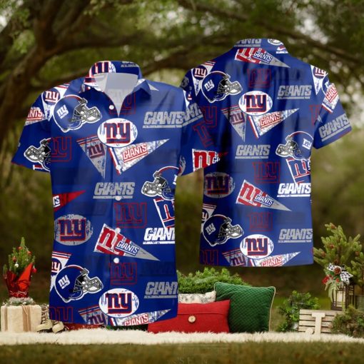 New York Giants Logo And Helmet Hawaiian Shirt Summer Shirt