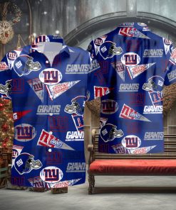 New York Giants Logo And Helmet Hawaiian Shirt Summer Shirt