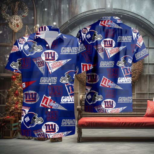 New York Giants Logo And Helmet Hawaiian Shirt Summer Shirt