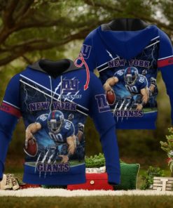 New York Giants Mascot Catching Ball Design Custom Name Personalized Design T Shirt Zip Up Hoodie Long Sleeve Tee For Nfl Fans Sweatshirt Tshirt Football Gift