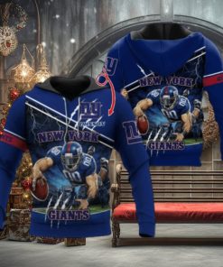 New York Giants Mascot Catching Ball Design Custom Name Personalized Design T Shirt Zip Up Hoodie Long Sleeve Tee For Nfl Fans Sweatshirt Tshirt Football Gift