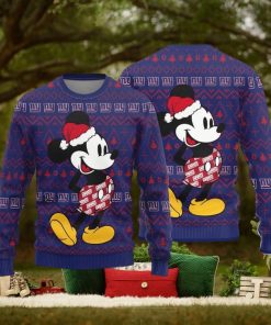 New York Giants Mick Mouse Logo Knitted Pattern Ugly Christmas Sweater
