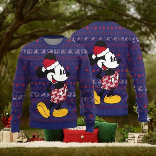 New York Giants Mick Mouse Logo Knitted Pattern Ugly Christmas Sweater