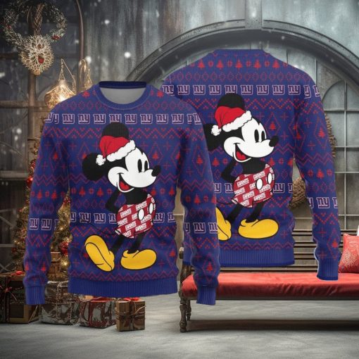New York Giants Mick Mouse Logo Knitted Pattern Ugly Christmas Sweater