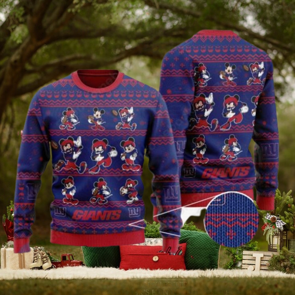 New York Giants Mickey Mouse Postures Style 1 Ugly Christmas Sweater -  Limotees