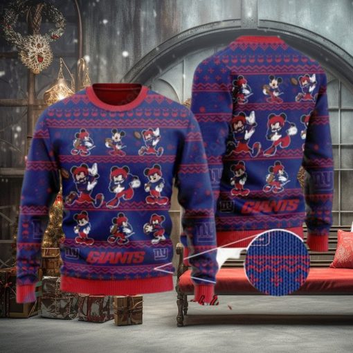 New York Giants Mickey Mouse Postures Style 1 Ugly Christmas Sweater