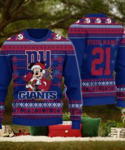 New York Giants Mickey Mouse Santa Ugly Christmas Sweater