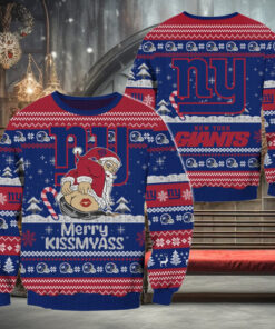 New York Giants NFL 2024 Merrykissmyass Funny Santa Claus Christmas Ugly Sweater