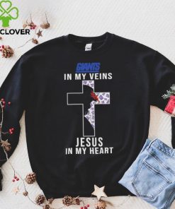 New York Giants NFL In My Veins Jesus In My Heart Cross 2024 T Shirt