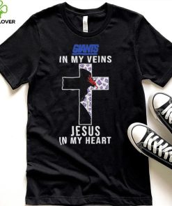 New York Giants NFL In My Veins Jesus In My Heart Cross 2024 T Shirt