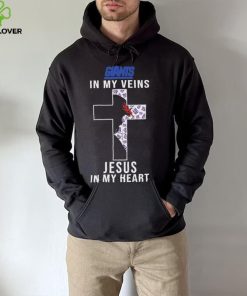 New York Giants NFL In My Veins Jesus In My Heart Cross 2024 T Shirt