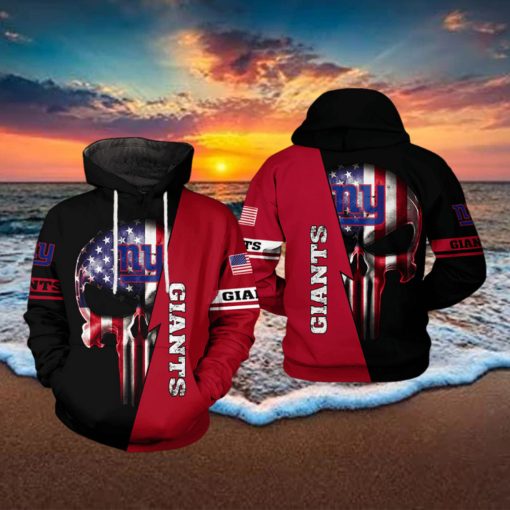 New York Giants NFL US Flag Skull Team 3D Printed Hoodie