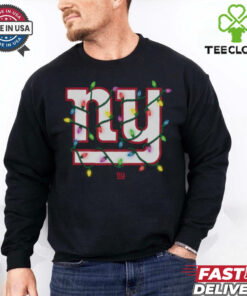 New York Giants Primary Logo Holiday Lights T Shirt 1 New York Giants Primary Logo Holiday Lights T Shirt