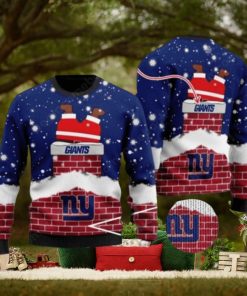 New York Giants Santa Claus On Chimney Ugly Christmas Sweaters