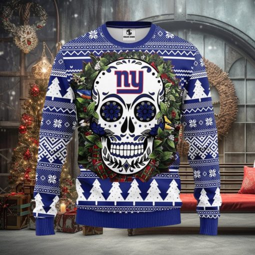 New York Giants Skull Flower Ugly Xmas Ugly Christmas Sweater Best Christmas Gift Ideas