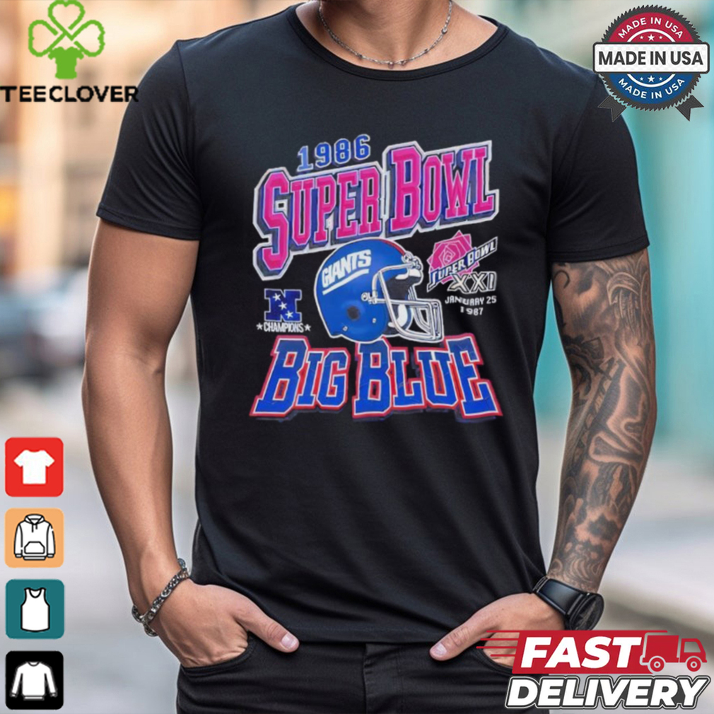 New York Giants Super Bowl XXI Big Blue Shirt New York Giants Super Bowl XXI Big Blue Shirt