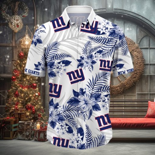 New York Giants Tropical Hibiscus Pattern Trending Summer Gift Hawaiian Shirt