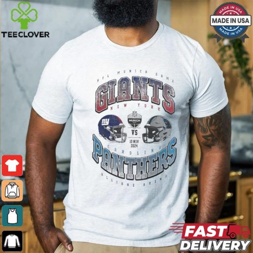 New York Giants vs. Carolina Panthers 2024 NFL Munich Games Gridiron Showdown helmet shirt