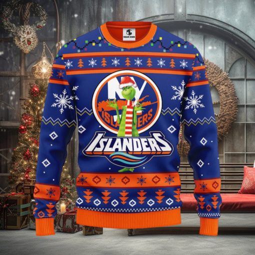 New York Islanders Funny Grinch Christmas Ugly Sweater