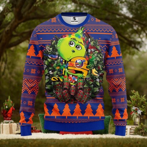New York Islanders Grinch Hug Christmas Ugly Sweater