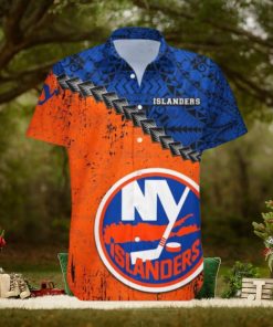 New York Islanders Hawaiian Shirt, Polynesian Tattoo Grunge Look