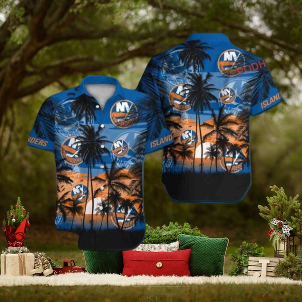 New York Islanders Hawaiian Shirt, Tropical Short Sleeve Design