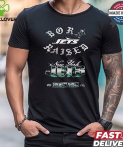 New York Jets Born x Raised Black Chrome Rocker Shirt
