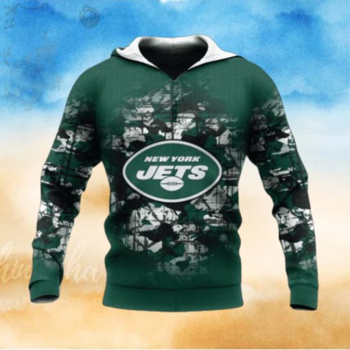 New York Jets Camouflage Vintage NFL Hoodie 3D