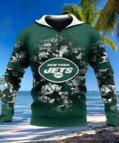 New York Jets Camouflage Vintage NFL Hoodie 3D