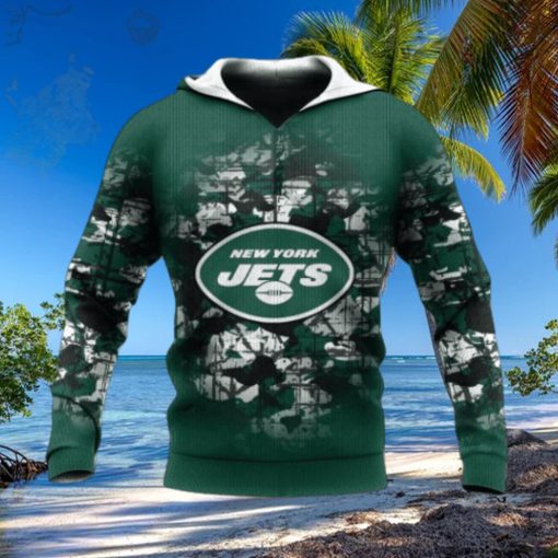 New York Jets Camouflage Vintage NFL Hoodie 3D