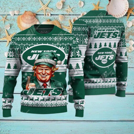 New York Jets Christmas Donald Trump Knitted Sweater