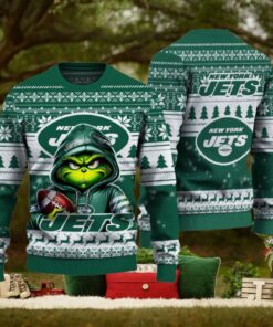 New York Jets Christmas Grinch Knitted Sweater