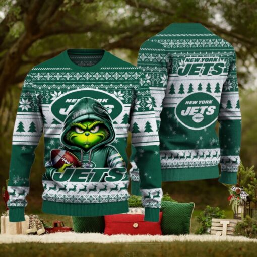 New York Jets Christmas Grinch Knitted Sweater