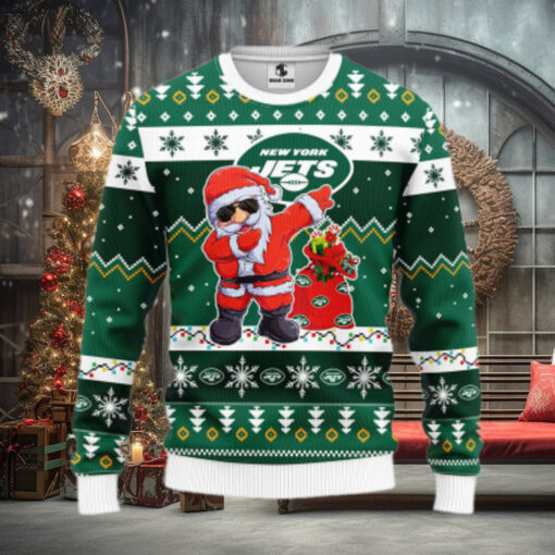 New York Jets Dabbing Santa Claus Ugly Christmas Sweater