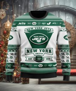 New York Jets Football Team Logo Custom Name Ugly Christmas Sweater Christmas Gift For Sport Fans