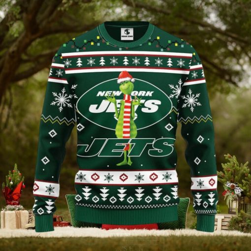 New York Jets Funny Grinch Christmas Ugly Sweater