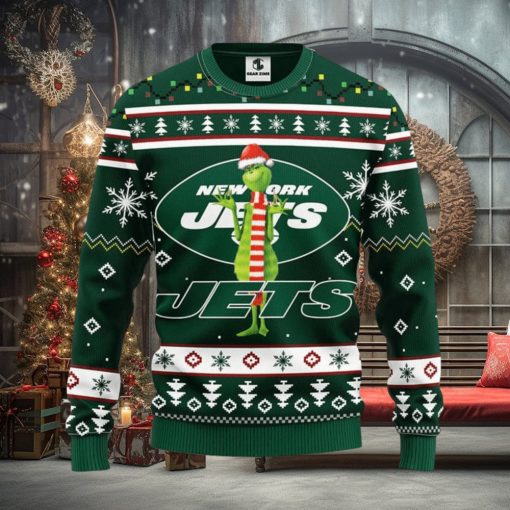 New York Jets Funny Grinch Xmas Ugly Christmas Sweater Best Christmas Gift Ideas