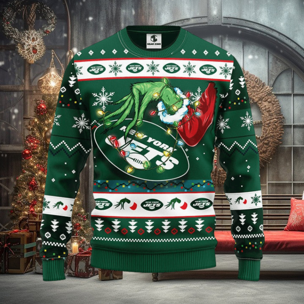 New York Jets Grinch Christmas Ugly Sweater New York Jets Grinch Christmas Ugly Sweater