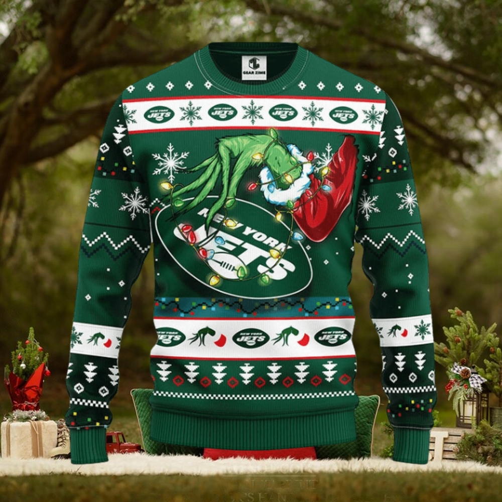 New York Jets Grinch Christmas Ugly Sweater New York Jets Grinch Christmas Ugly Sweater