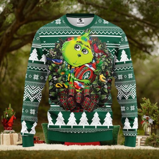 New York Jets Grinch Hug Christmas Ugly Sweater