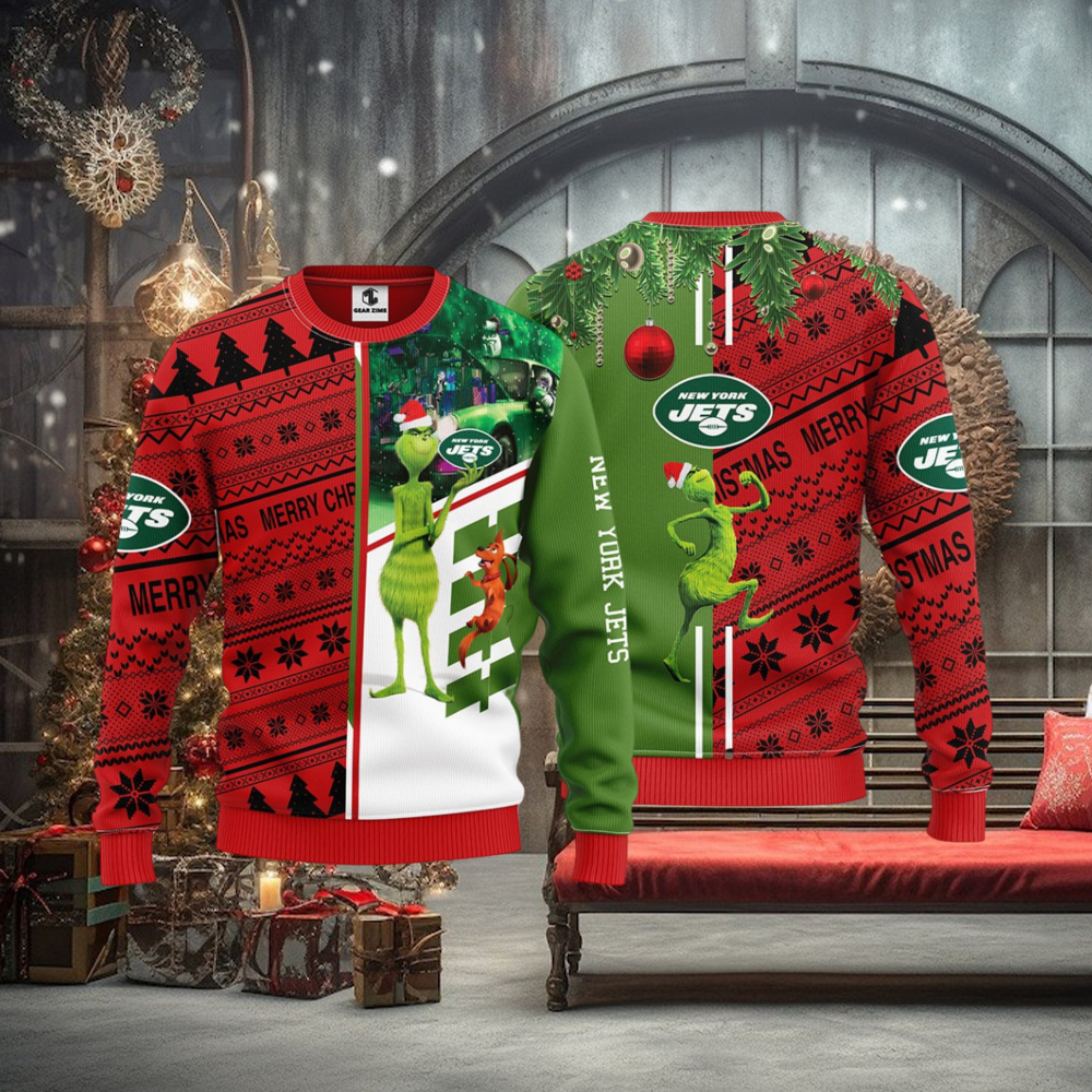 New York Jets Grinch & Scooby Doo Christmas Ugly Sweater 1 New York Jets Grinch & Scooby Doo Christmas Ugly Sweater 1